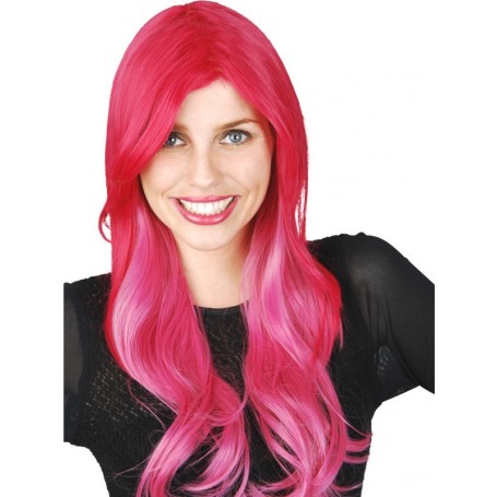 Fuchsia 2 Tone Pink Wig Long with Fringe