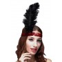 Red Sequin Flapper Headband With Feather