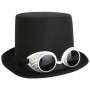 Steampunk Black Top Hat with Goggles