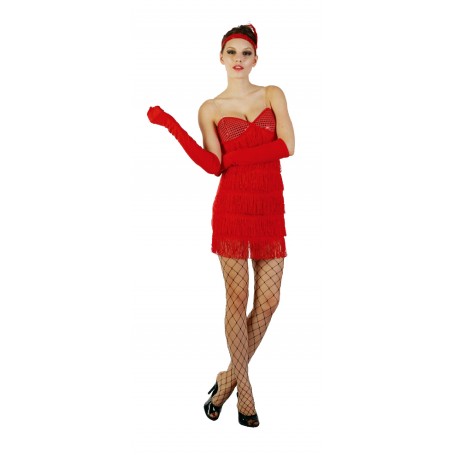 Red Sequin Tassel Flapper Dress - Medium