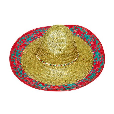 Mexican Sombrero - Natural w/Blue Trim