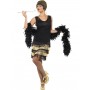 20s Gatsby Black and Gold Fringed Flapper Dress - Large