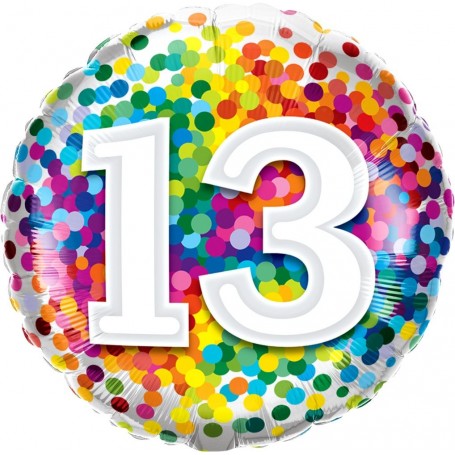 13 Rainbow Confetti - Foil Balloon 18"