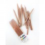 Rose Gold Metallic Slim Candles 12cm with Holders - 12 Pack