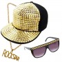 Party Rock Costume Kit - Studded Cap, Glasses, Neck Chain