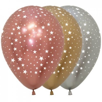 Sempertex 5" Round MINI Latex Balloon - Stars Reflex Assorted