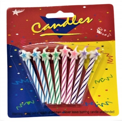 Star Spiral Party Candles - 8 Pack