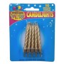Metallic Spiral Party Candles Gold - 10 Pack